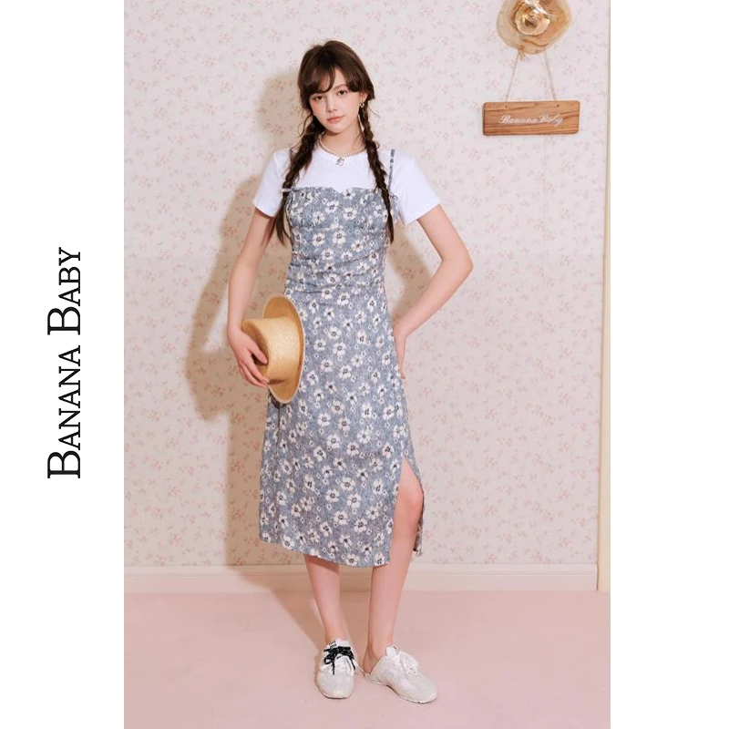 【千颂妮专属】BANANABABY2025年夏季法式碎花吊带连衣裙D252TZ156