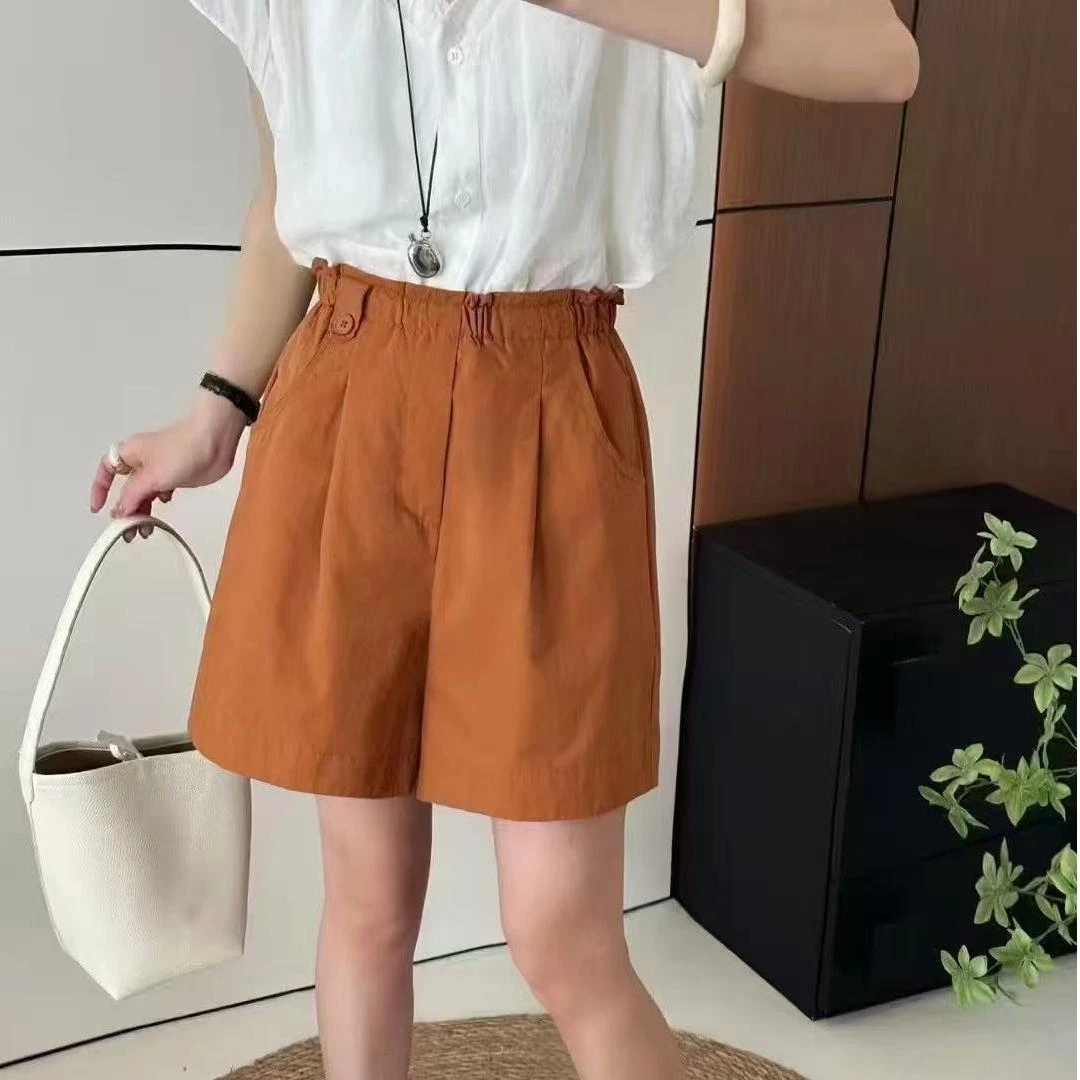 【墨臻】夏季气质四分裤简约显瘦设计感休闲高腰短裤 5581