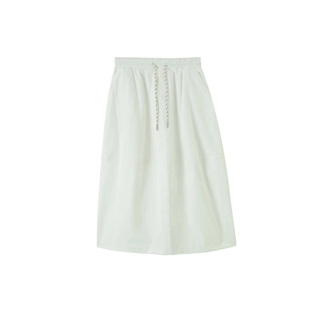 【段公子】桑蚕丝+莱赛尔半身裙女抽绳松紧腰纯色 女士裙子324-2579