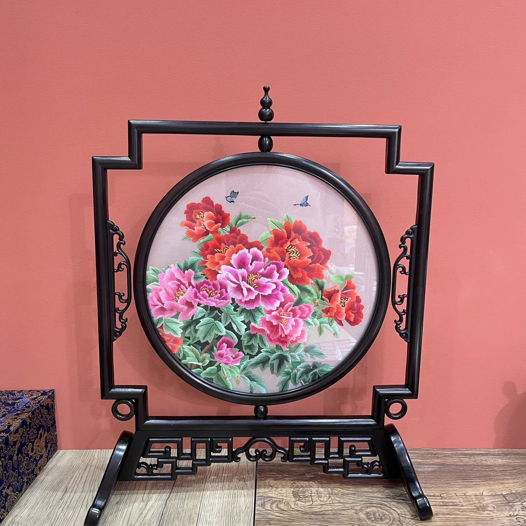 No.0140 大富大贵 高档台灯苏绣屏风 纯手绣刺绣刺绣苏绣世家摆件