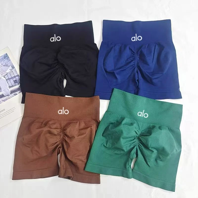 alo夏季高腰紧身提臀健身运动短裤高弹透气瑜伽适用跑步跳操瑜伽