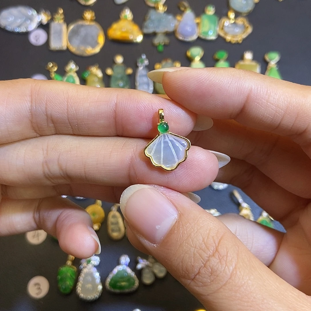 翡翠银S925镶嵌吊坠(不含链)