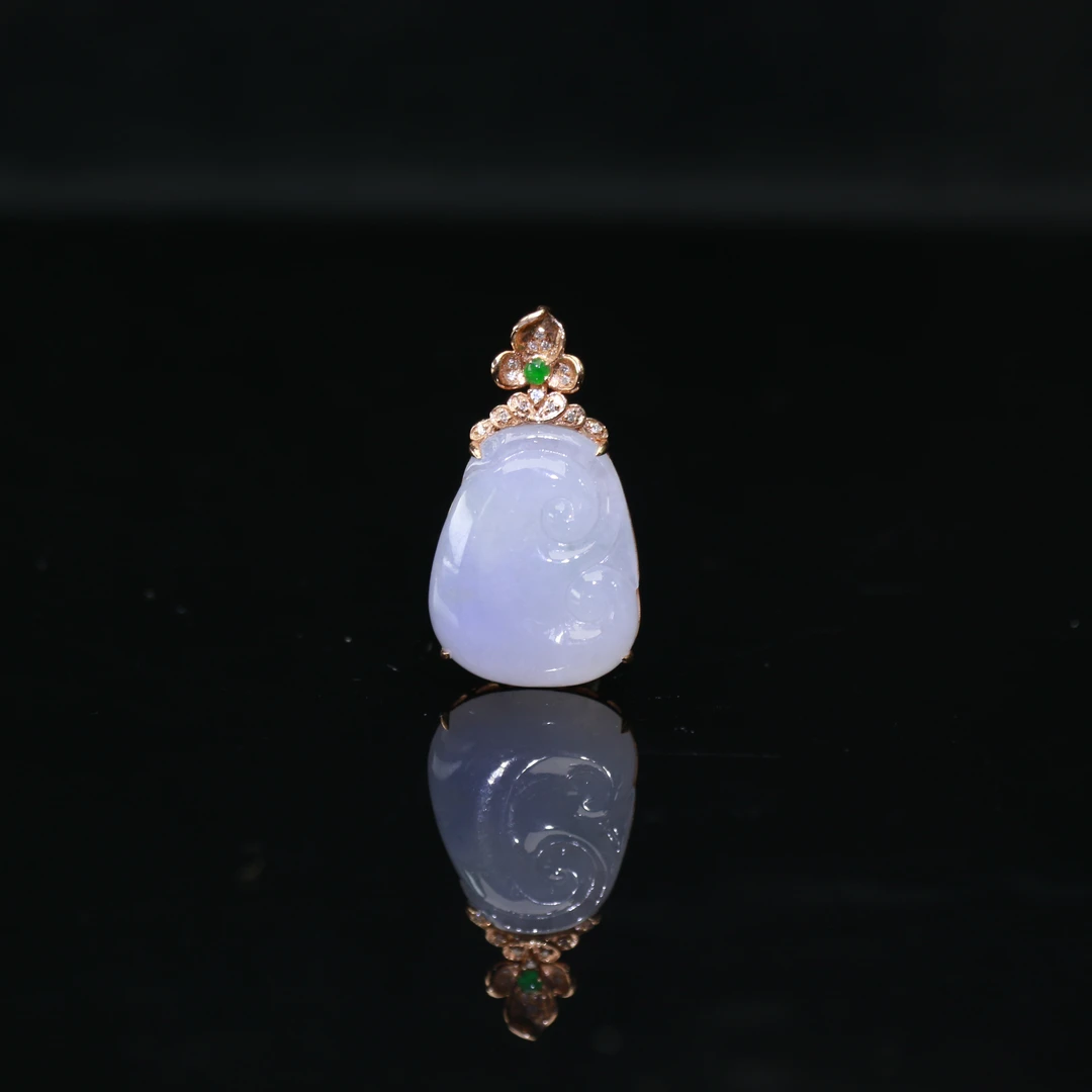 33天然缅甸翡翠A货18k紫如意吊坠/300047/保利厦门拍卖