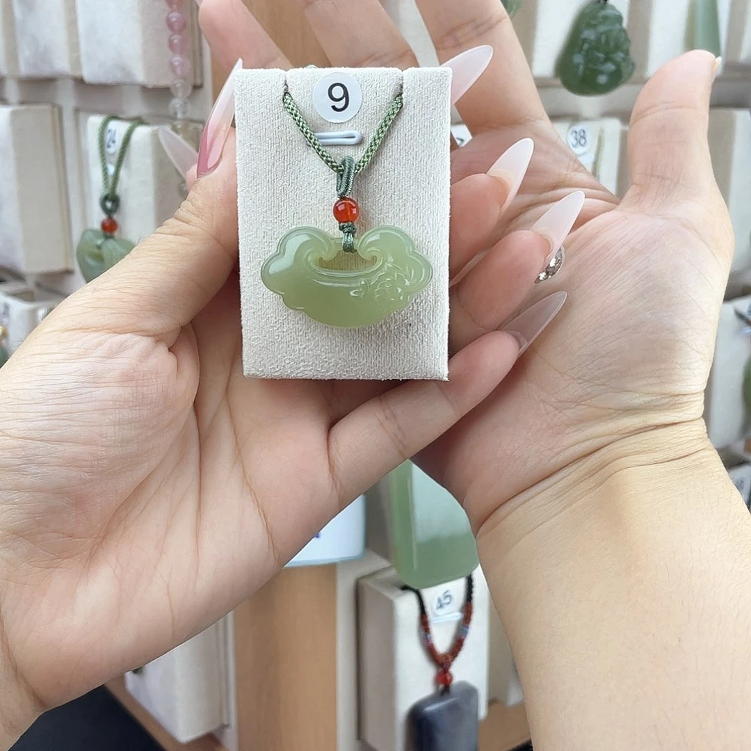 和田玉银S925镶嵌吊坠(不含链)