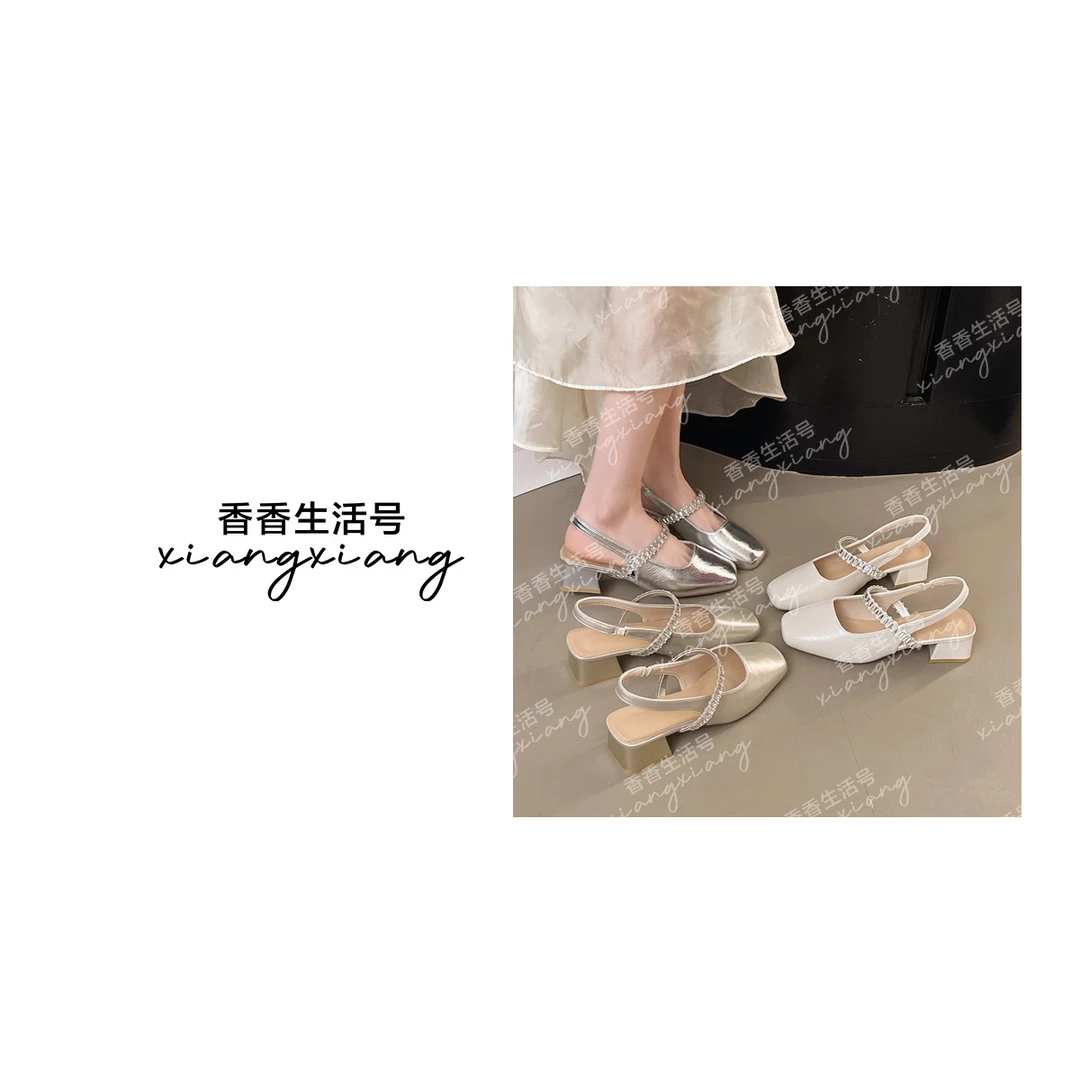 【香香严选】时尚水钻包头凉鞋百搭玛丽珍单鞋1168 跟高5.5CM