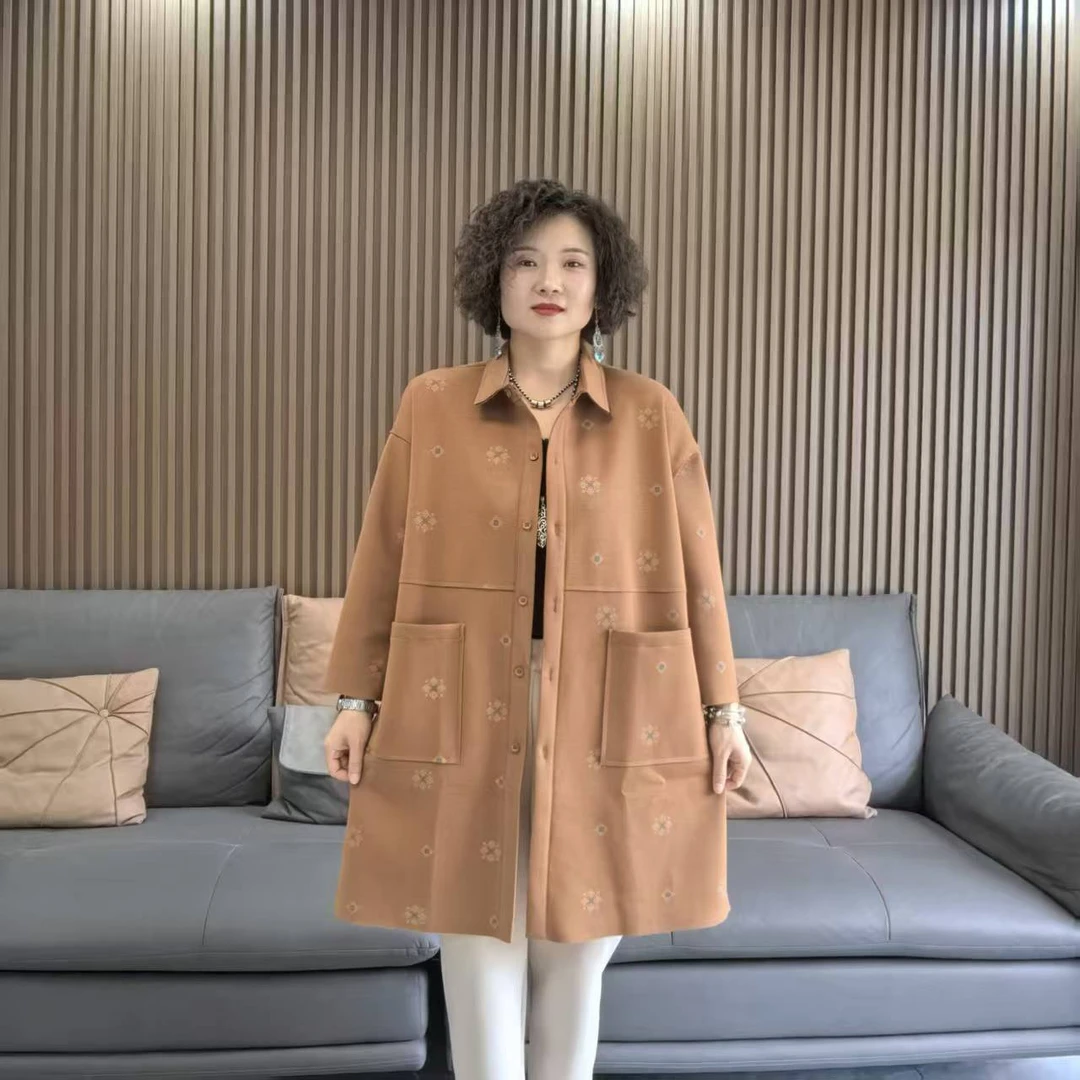 翻领时尚休闲大版风衣外套3320