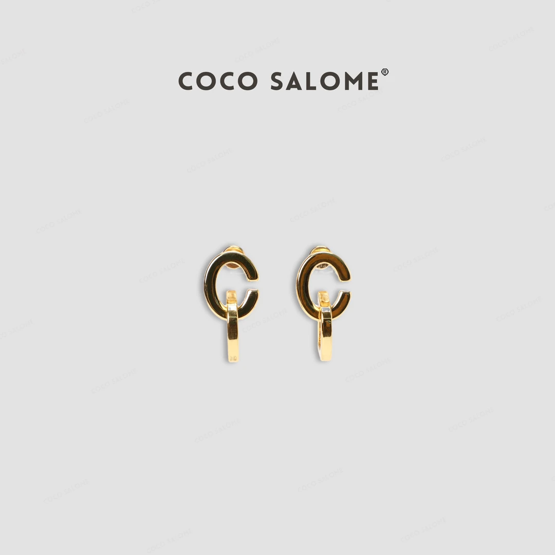 铜合金耳饰  COCO SALOME 新款字母耳环时尚百搭轻奢高级感B194