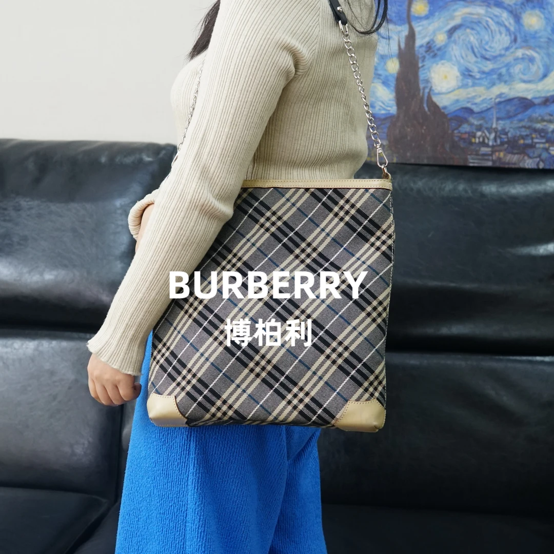 95新 BURBERRY/博柏利 巴宝莉/格纹单肩包/FYZG02514006/4006
