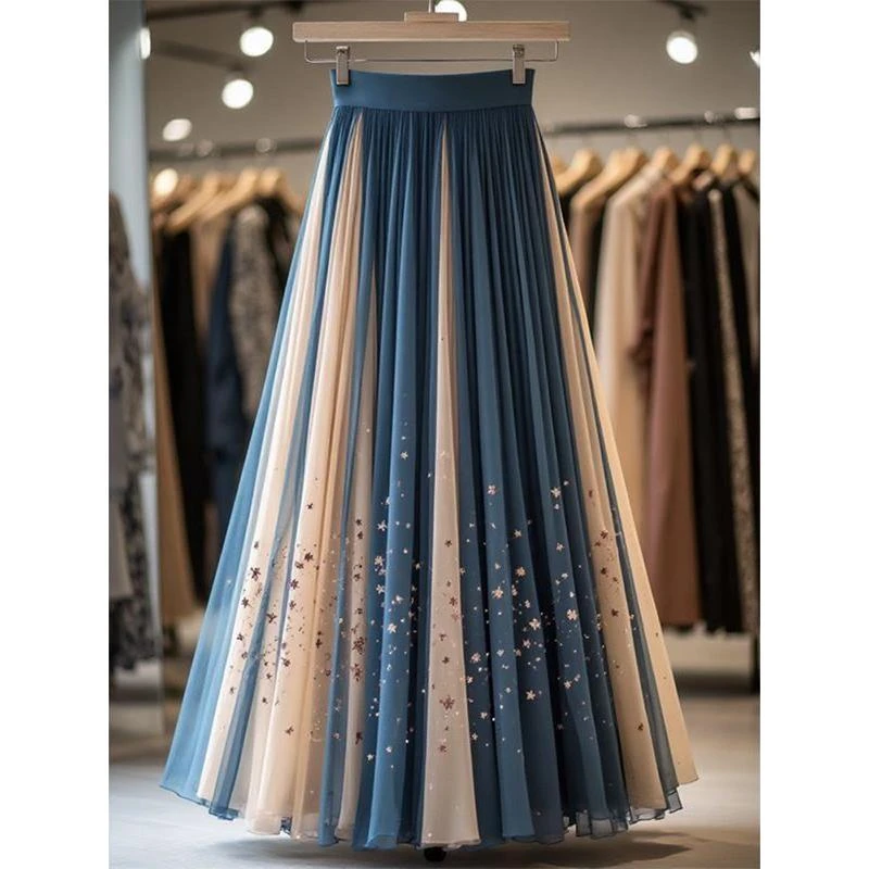 法式复古高级感漂亮显瘦雪纺裙子2025夏季新款设计感小众半身裙女