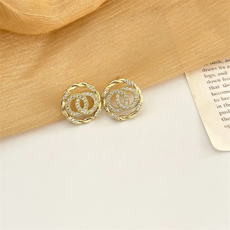 铜合金锆石耳饰 时尚小精致微镶锆石高级感轻奢圆圈耳饰K-252 D10