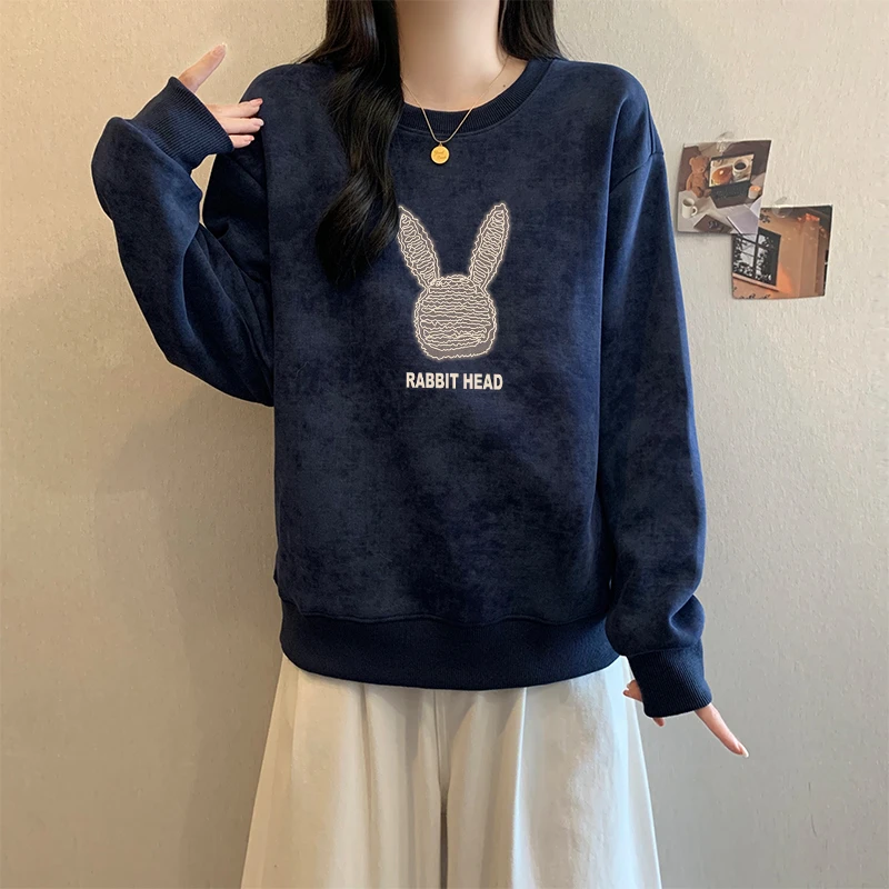 美式复古扎染圆领卫衣女2025新款秋冬加绒加厚宽松慵懒风上衣外套