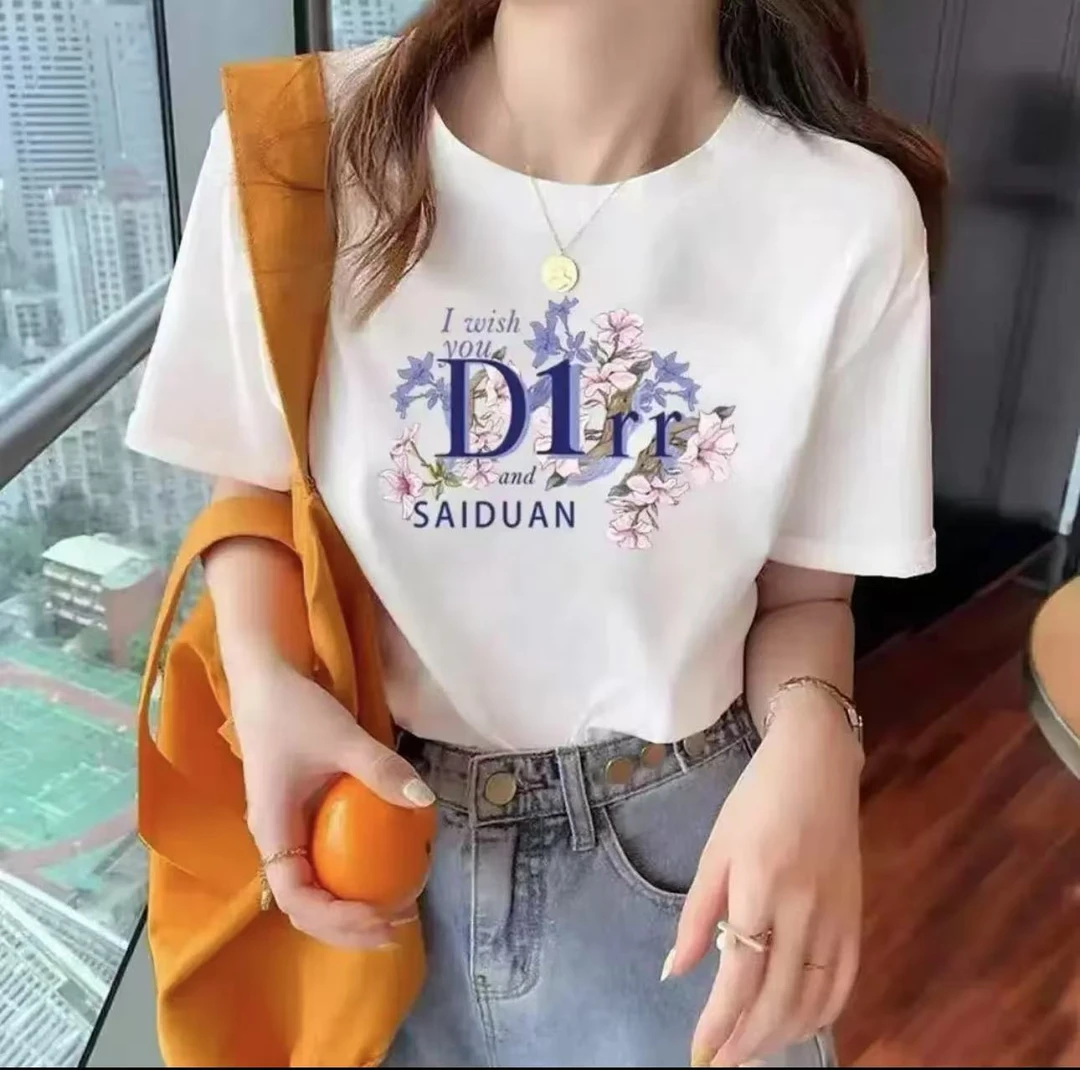 夏季短袖男女休闲透气时尚百搭圆领印花T恤D1LL
