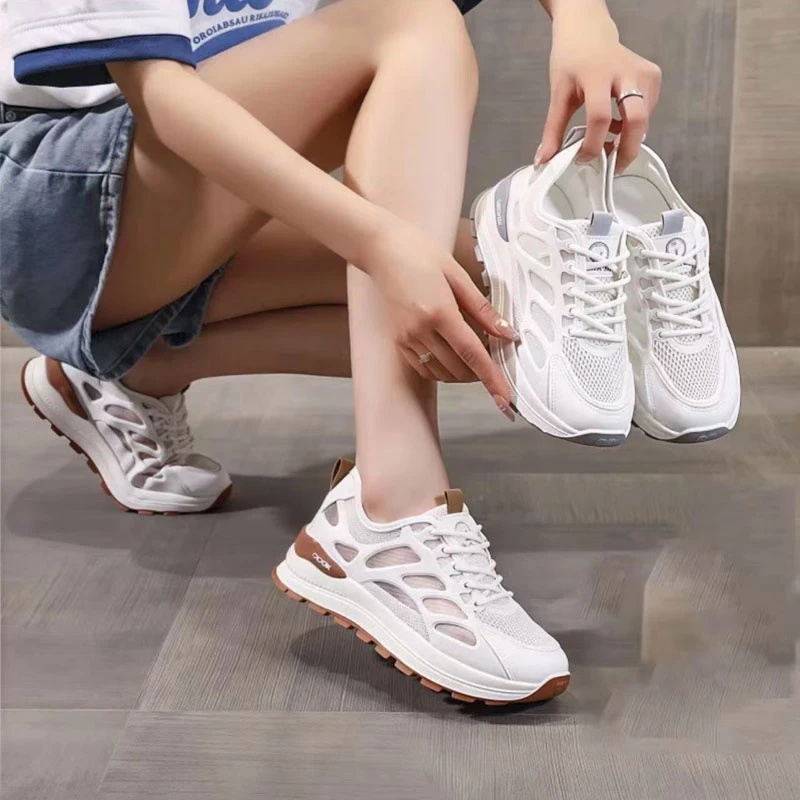 减震网面透气运动鞋女2025夏季新款舒适百搭软底休闲爆款小白鞋