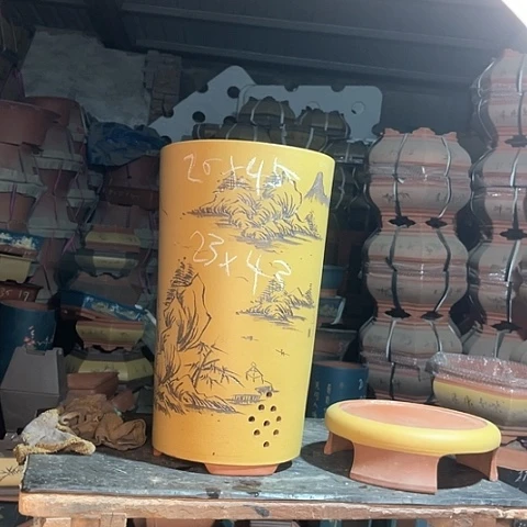 紫砂花盆桶盆黄色一个
