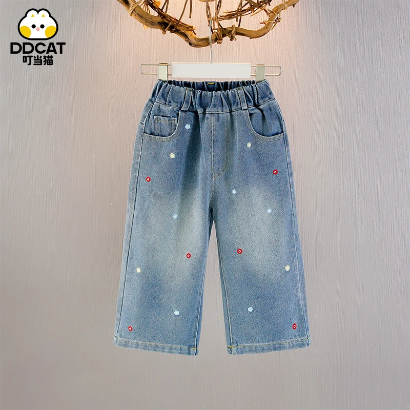 叮当猫春秋女童裤子中小童时尚秋装女宝宝长裤洋气休闲儿童牛仔裤