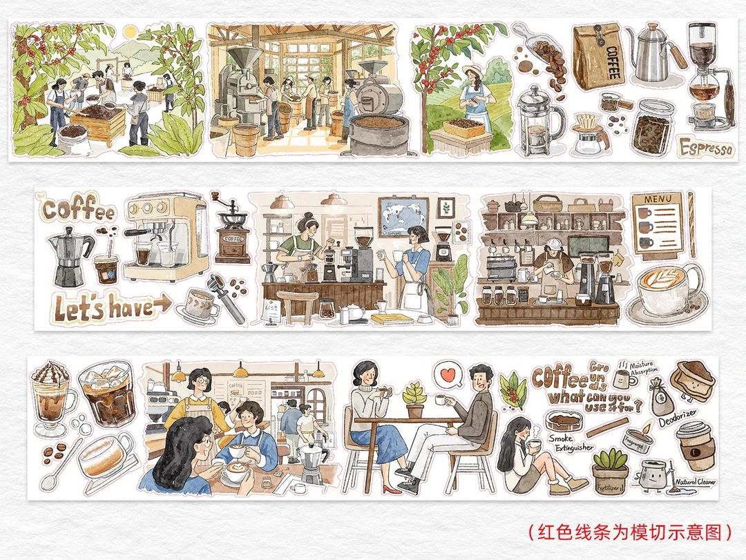 PET、和纸材质非古风人物拼贴胶带