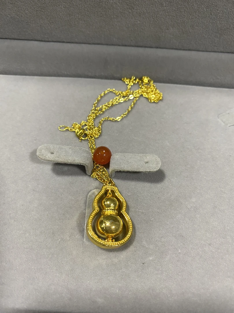 A734阿文专属金色精工葫芦吊坠项链  玛瑙珠 渡金 饰品多样性发货