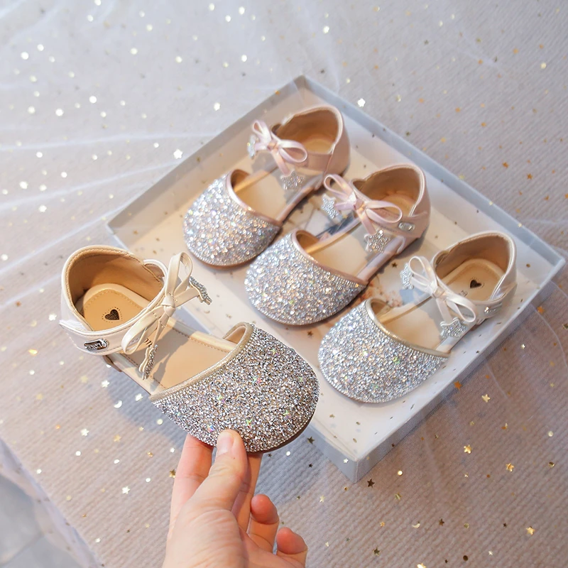 洋气女童凉鞋儿童夏季包头公主2025新款中大童软底水钻宝宝水晶鞋