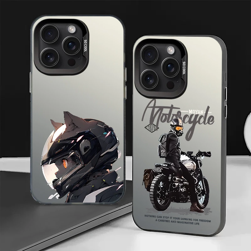 机车摩托-【彩银壳】软包硬背手机壳男适用于苹果17vivo/oppo小米17