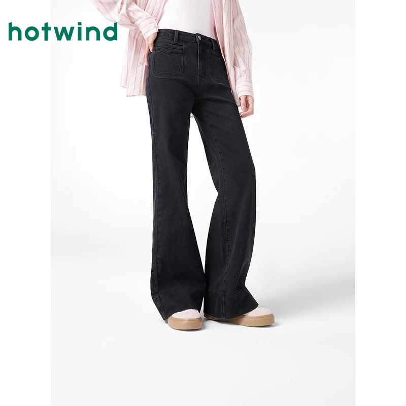 热风2025年春季新款女士时尚喇叭牛仔裤F06W25111