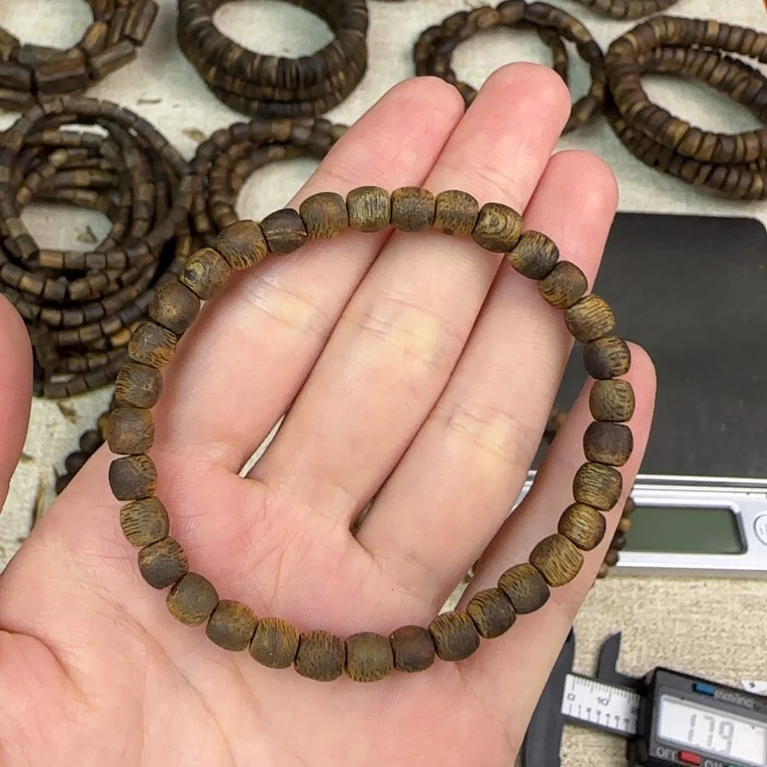 沉香碎屑沉香卡5鼓珠单圈