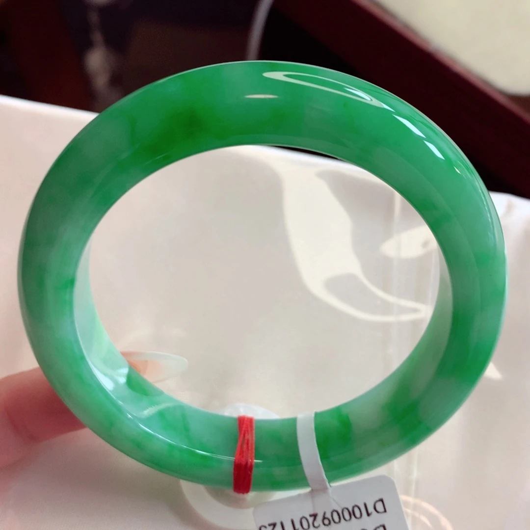 未镶嵌手镯翡翠55圈色浓种老满绿（45号）