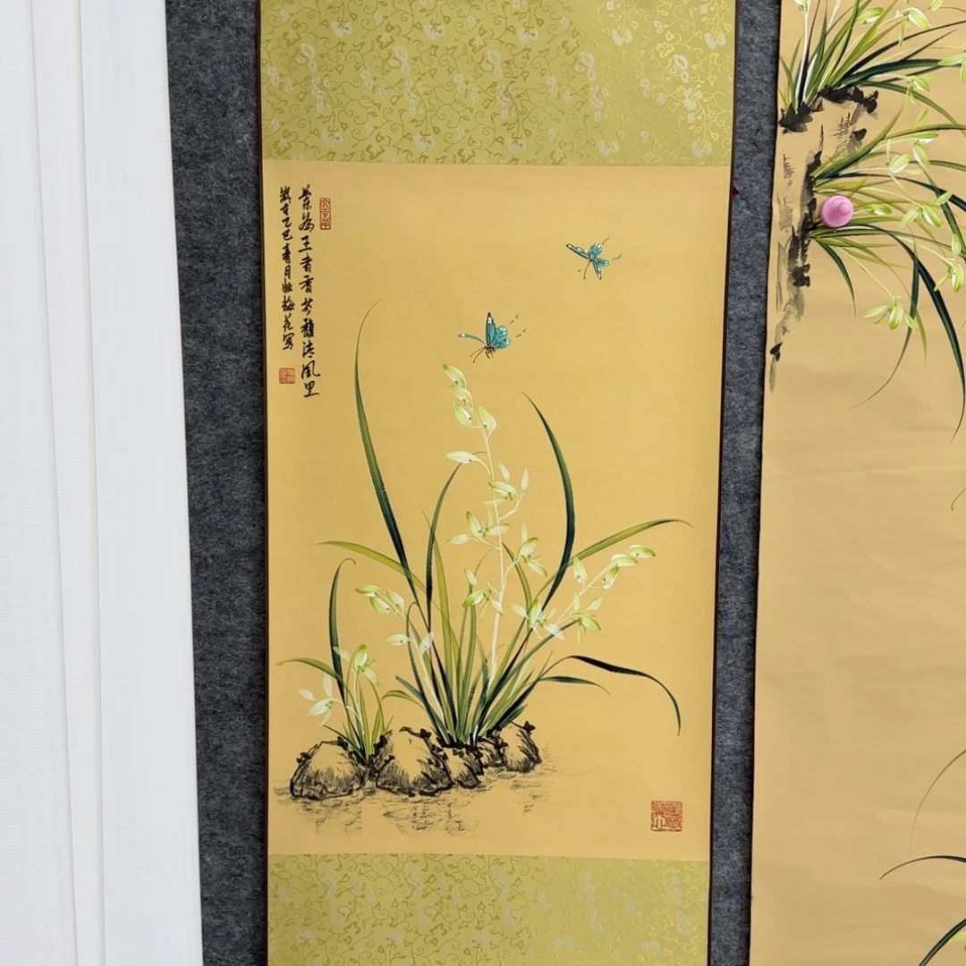 国画一笔两色立体兰花