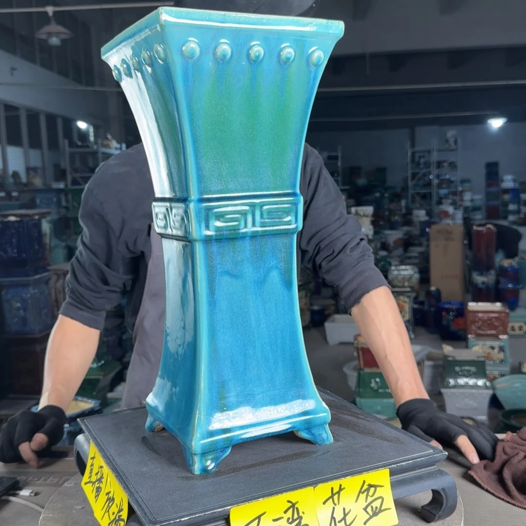 石湾花盆内口15，高42缝隙