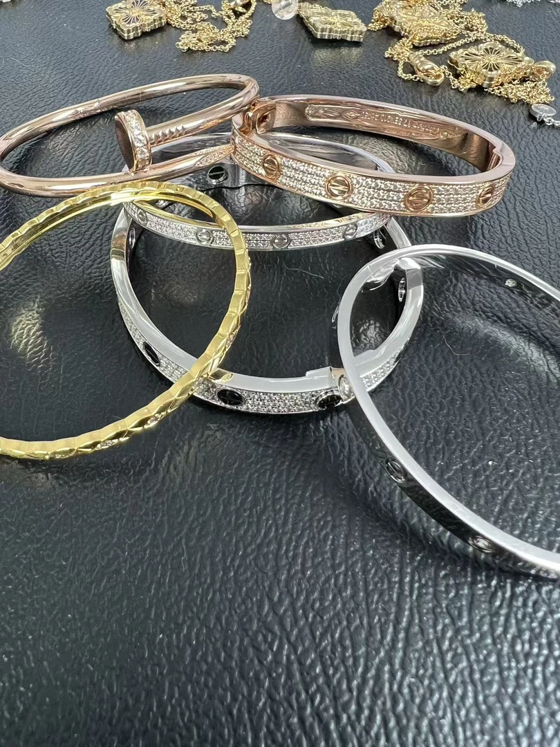 纯铜手镯 Coin手镯合集 光板/中版/满天星/头尾钻 全CNC厚镀K金