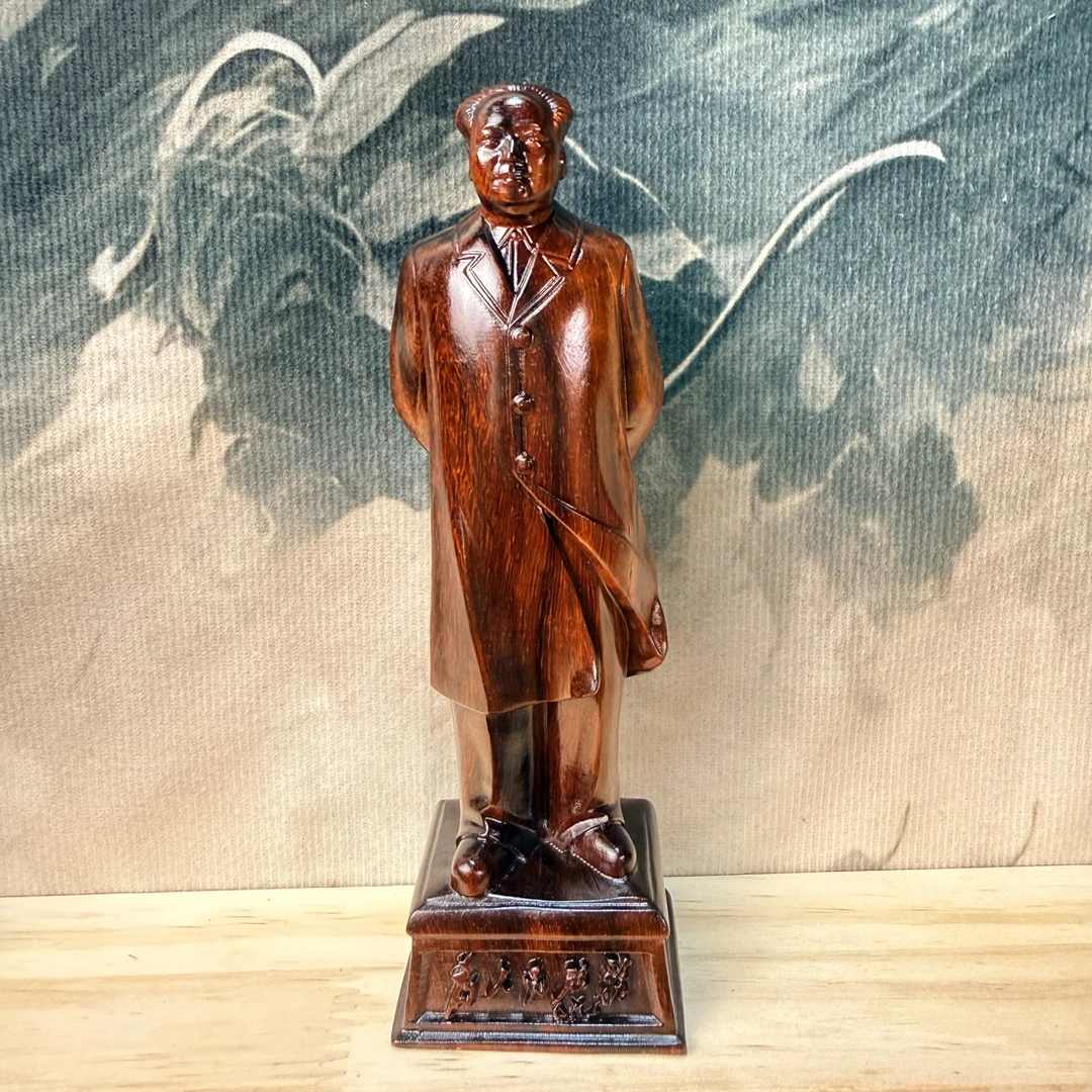 紫檀木雕刻毛经典雕像办公室客厅商务送礼工艺品摆件