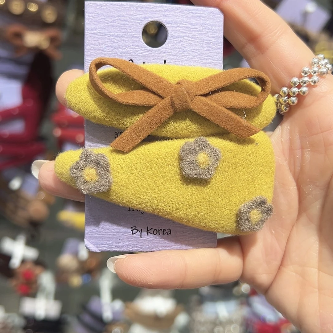 皮质铁合金泡菜黄色小花掰掰夹