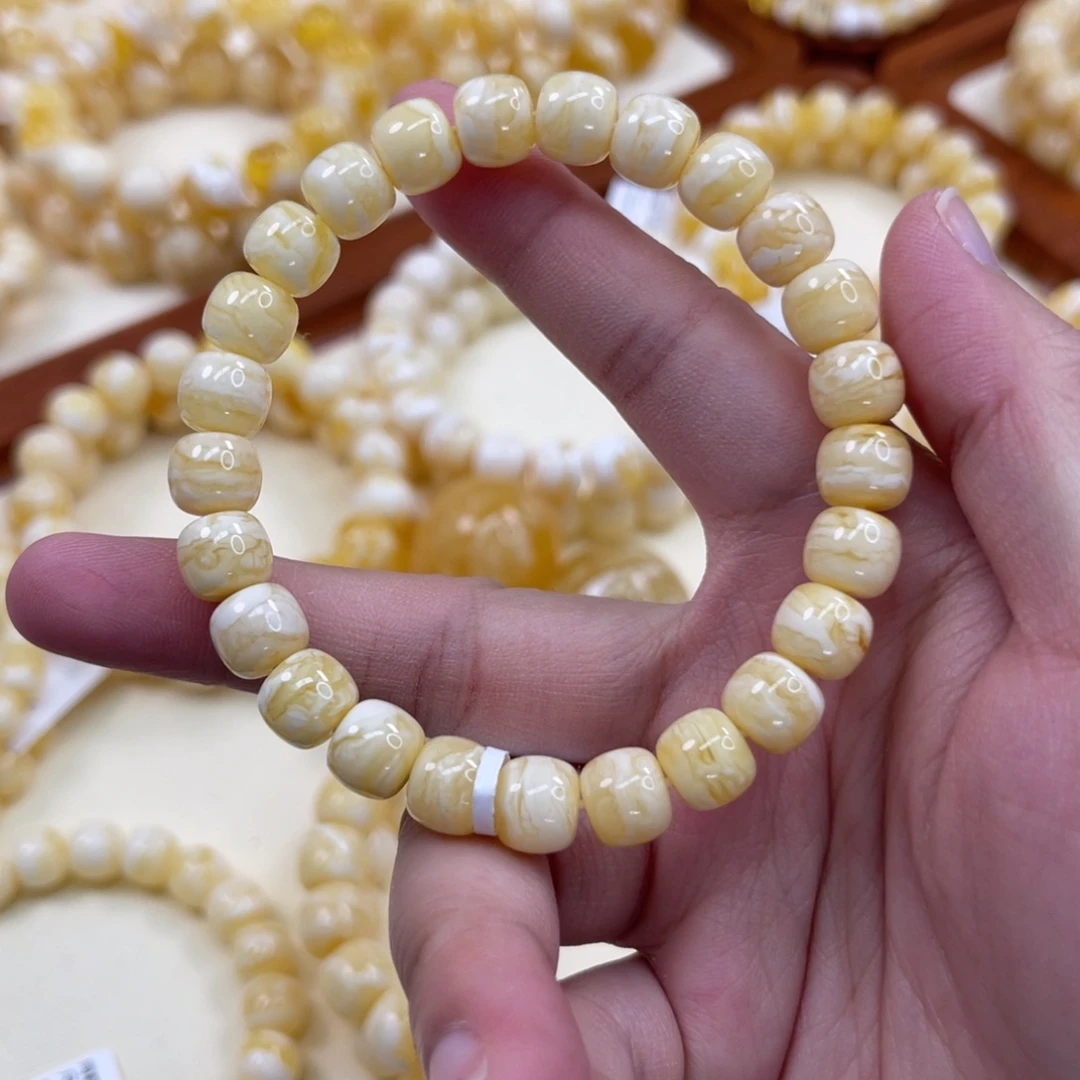 蜜蜡未镶嵌手链8.8mm浓蜡虎皮