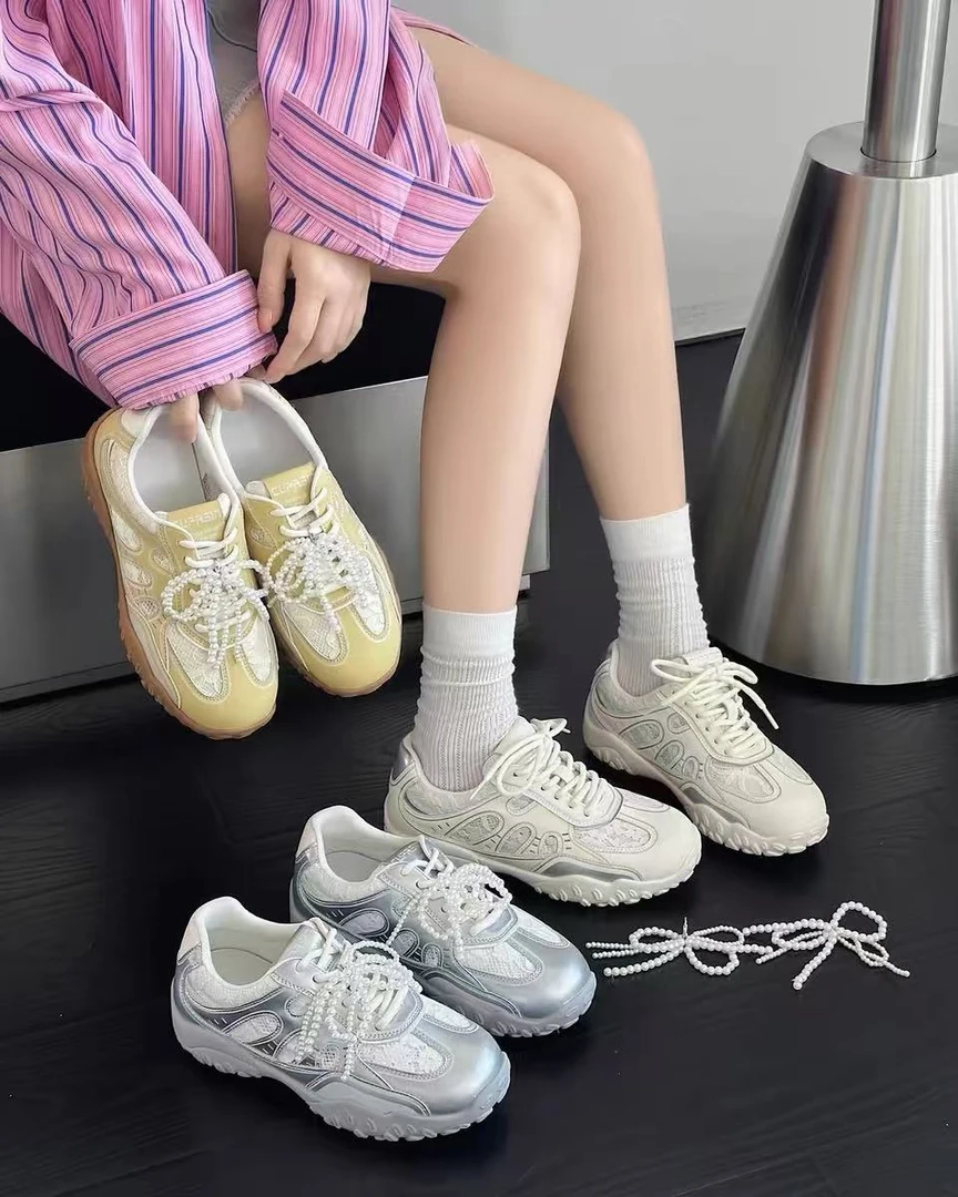 厚底夏新款珍珠网面透气轻便运动休闲阿甘板鞋509(板鞋)