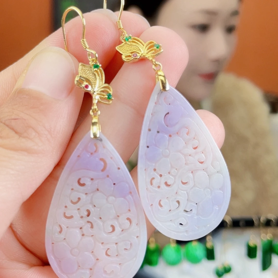 翡翠银S925镶嵌耳饰