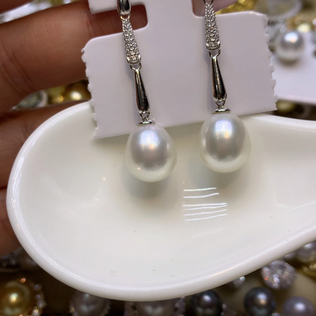 银S925镶嵌耳饰海水珍珠