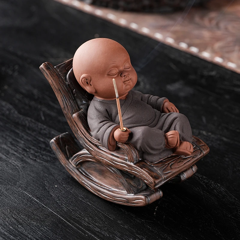 禅意紫砂小和尚茶宠摆件创意摇椅个性茶玩茶桌茶台多功能装饰摆设