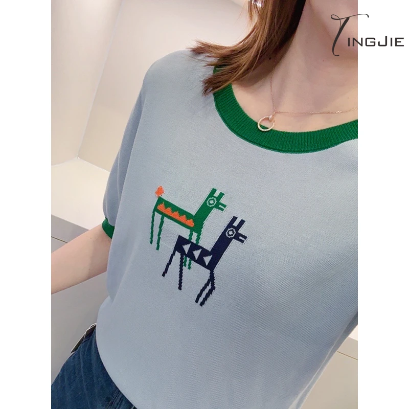 B2455短袖上衣针织毛衣上衣女