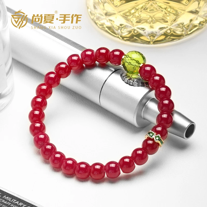 培育红宝石尚夏巴黎夏天8MM精工桶珠手串