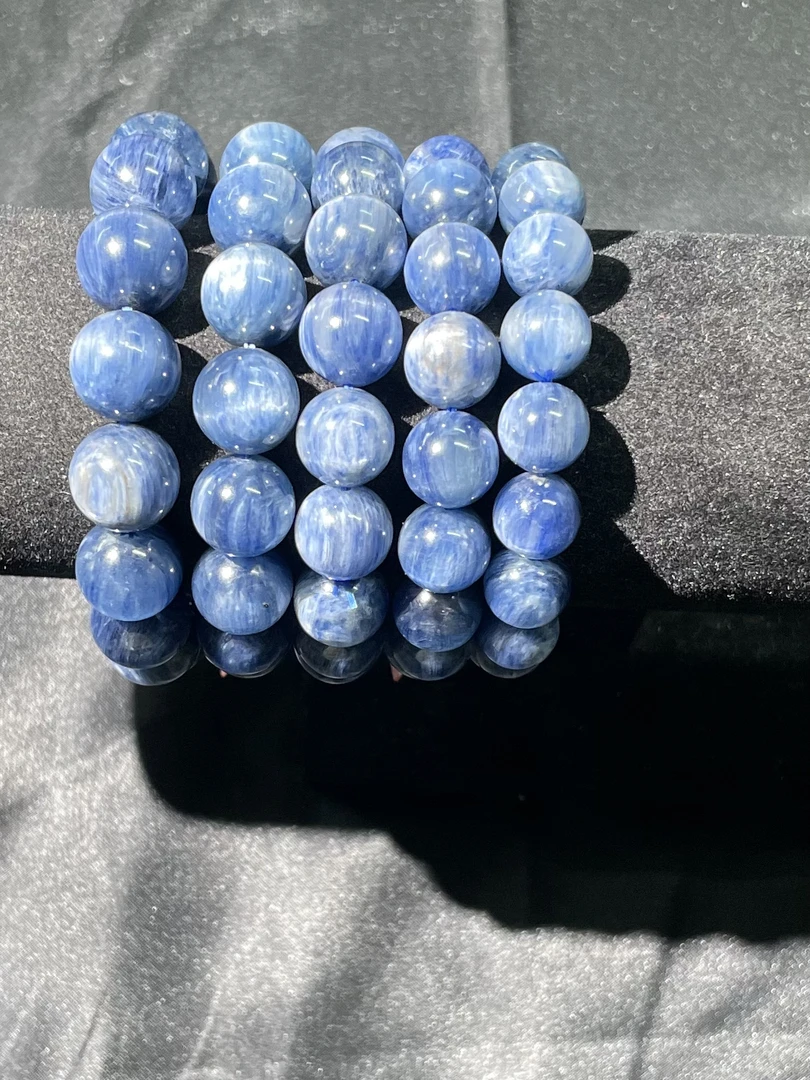 天然辰砂LJ7天然蓝晶单圈手串/多样性发其一