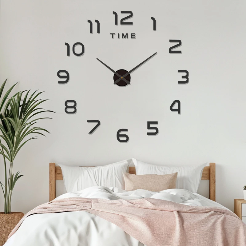 创意简约3D立体墙贴钟卧室玄关DIY挂钟免打孔亚克力静音数字时钟