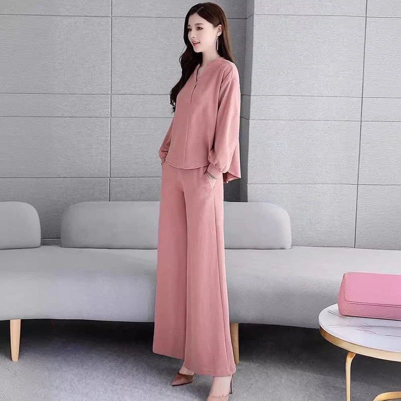 洋气女装阔腿裤时尚潮女新款显瘦女人味气质春秋季两件套上衣202