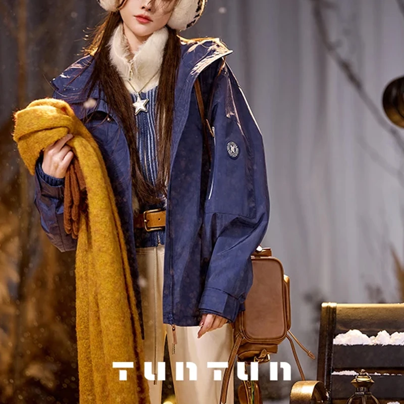 吞吞时尚穿搭11月30号上新【小蓝腰】宽松休闲冲锋衣秋冬