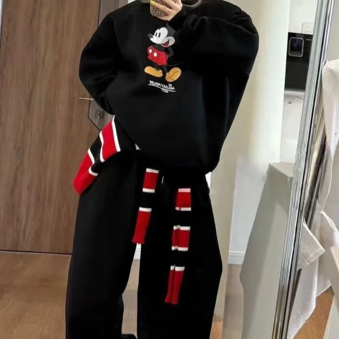 YY 大码（印花休闲）时尚宽松显瘦高腰直筒阔腿裤套装