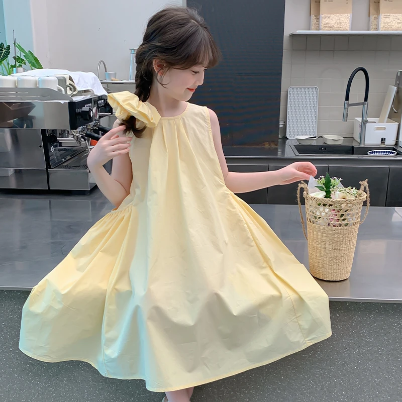 女童无袖裙子夏装2025新款儿童连衣裙洋气女孩大童夏季棉布背心裙