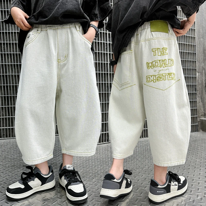 男童牛仔中裤2025新款大童帅气时髦男孩夏季儿童天丝休闲七分裤子