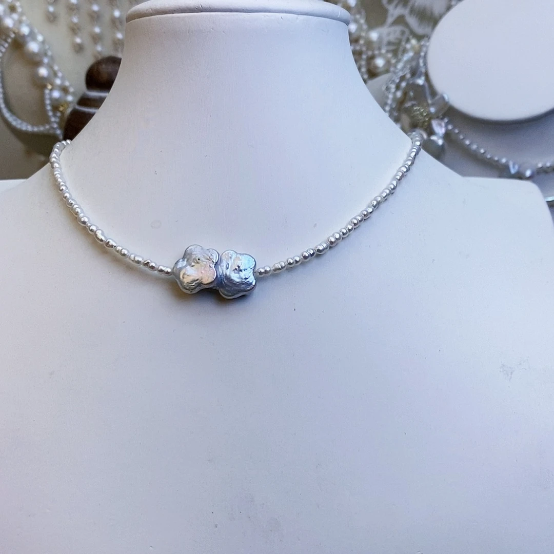 淡水珍珠颈饰银S925镶嵌