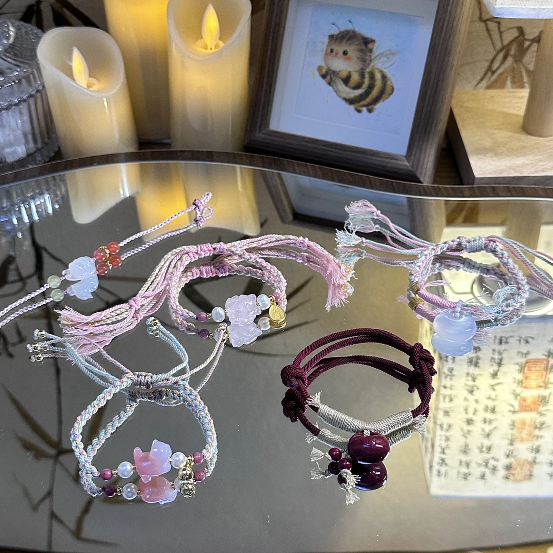 合金布艺手链 春夏编织手链小众设计感新中式简约甜美少女ins百搭