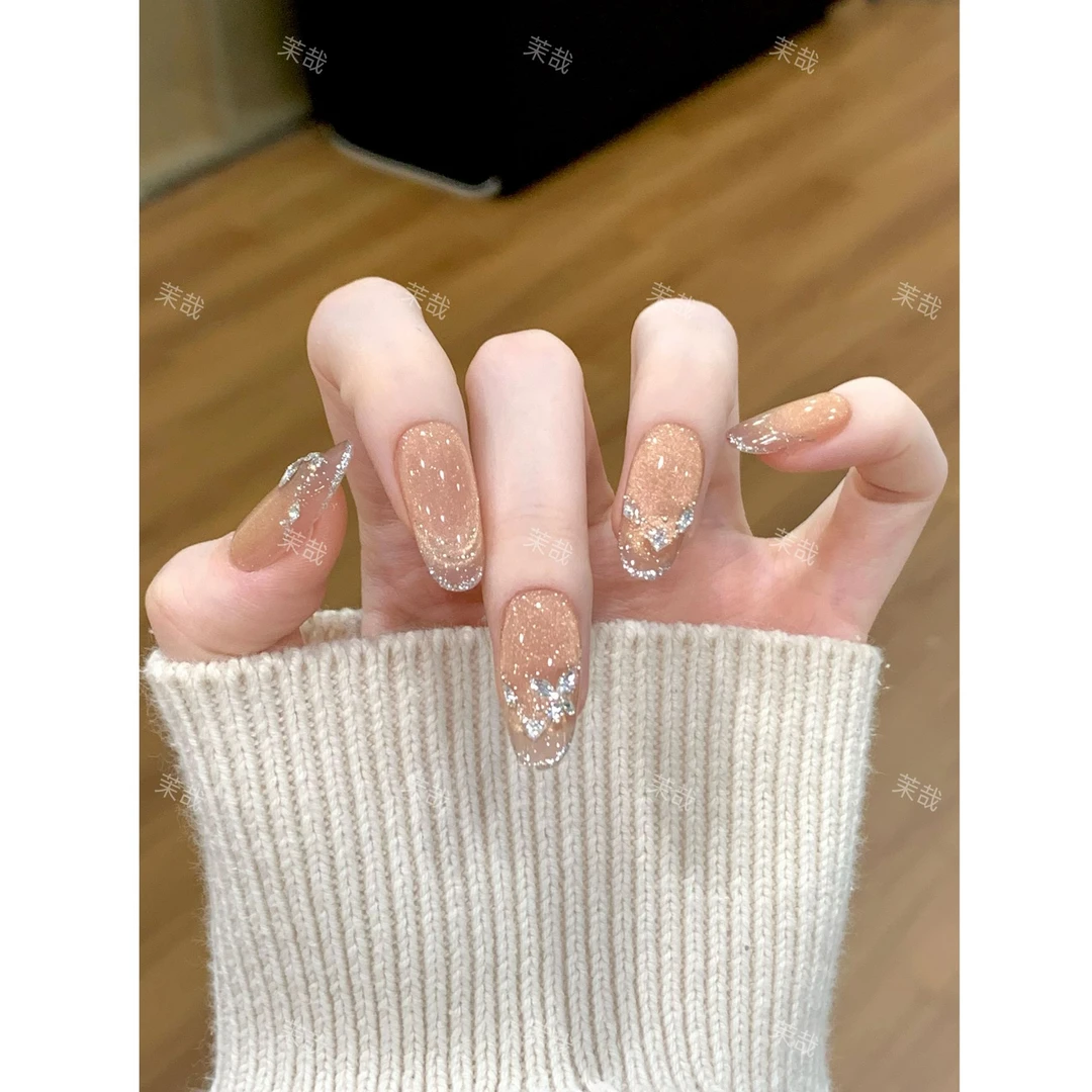 茉哉I现货【浮生蝶】纯手工定制美甲拆卸穿戴甲A5019