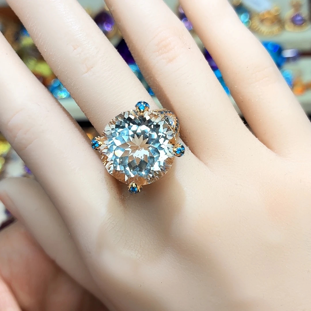 托帕石银S925镶嵌戒指