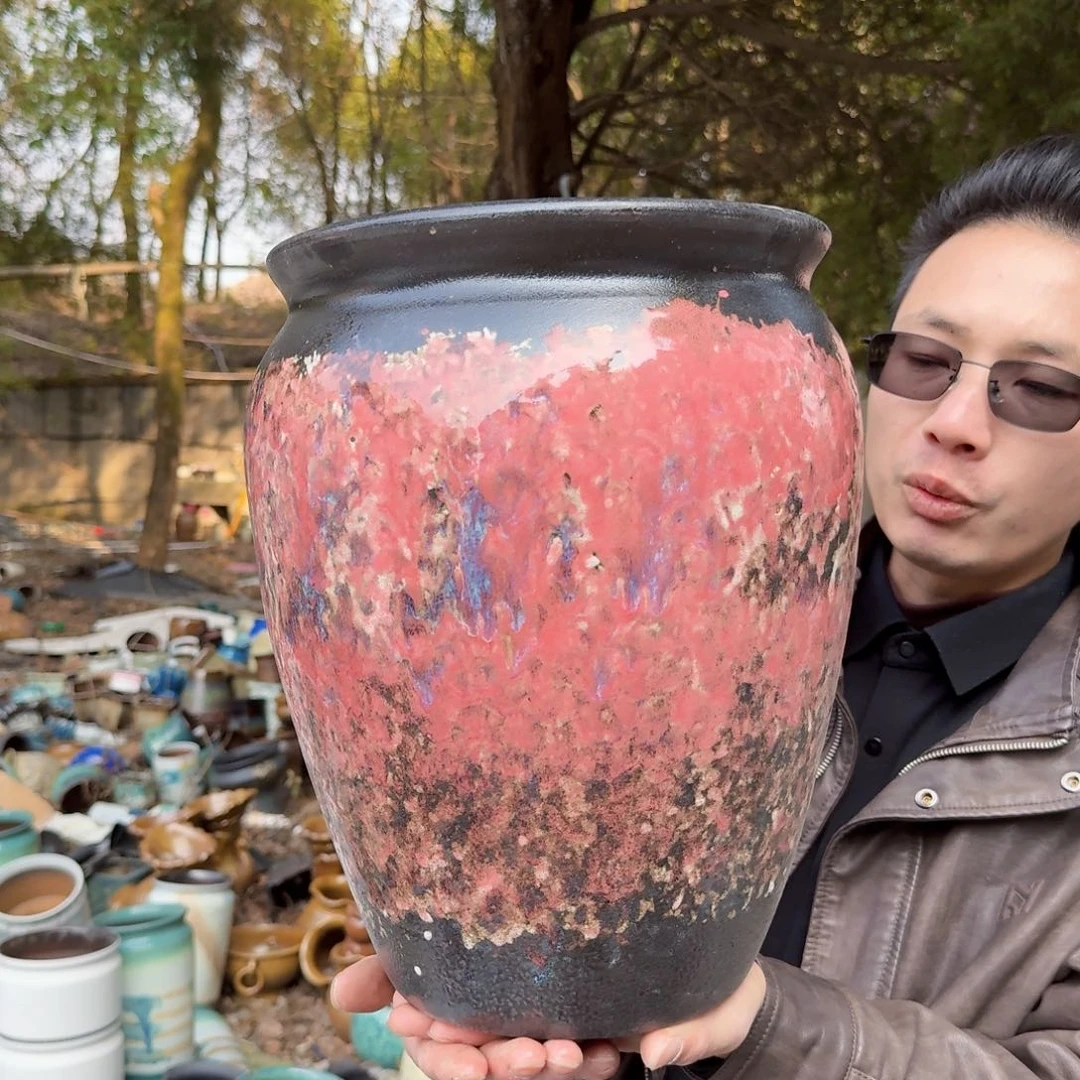 紫砂花盆口25高33（一个姹寂红色老庄